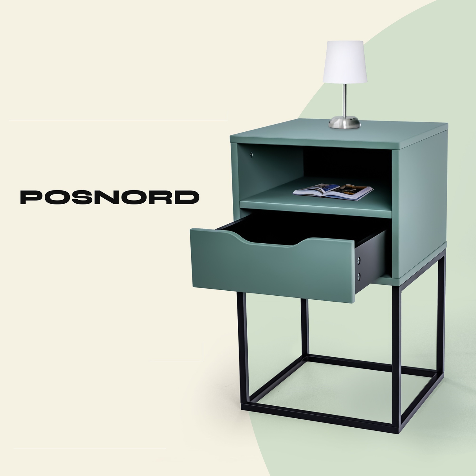 JACOB  stolik nocny POSNORD olive green